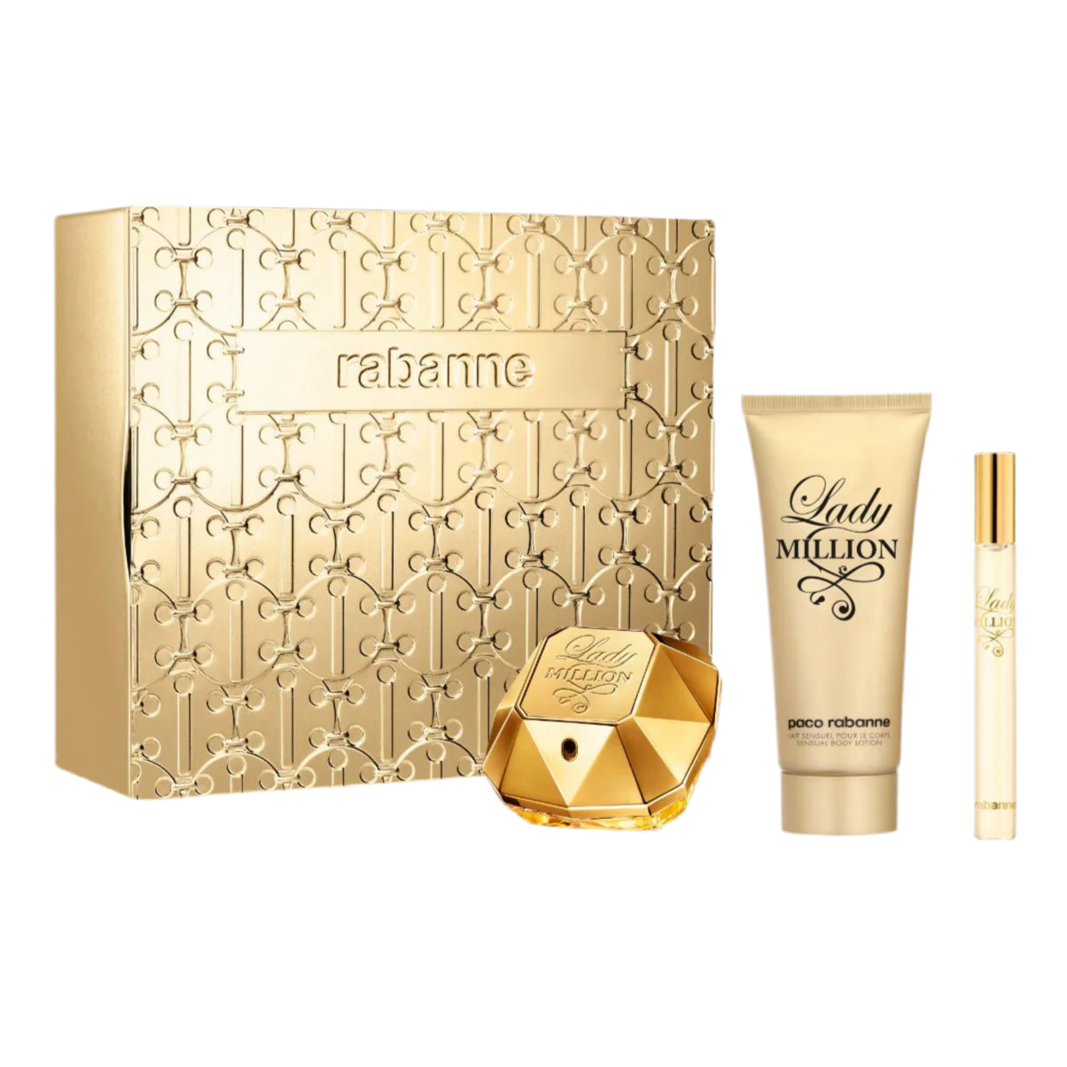Paco Rabanne Lady Million Eau De Parfum For Women Gift Set - 80 ML + 10 ML + Body Lotion 100 ML