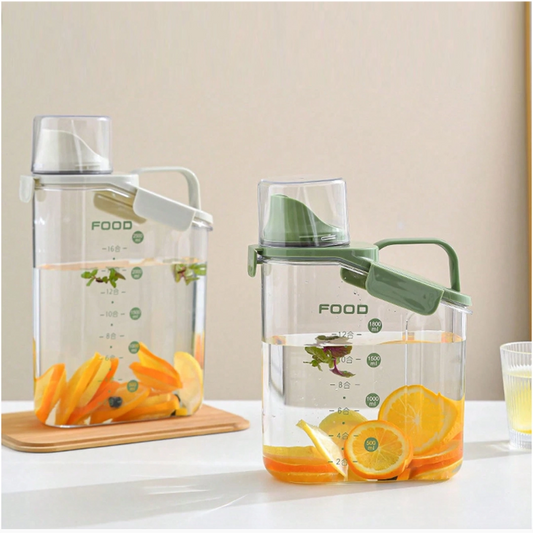 Transparent Food Storage Jar With Measuring Cup - White