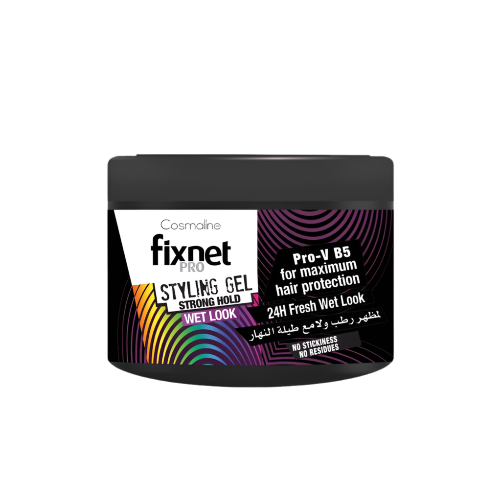 Cosmnet Pro Styling Gel container with black lid on a white background