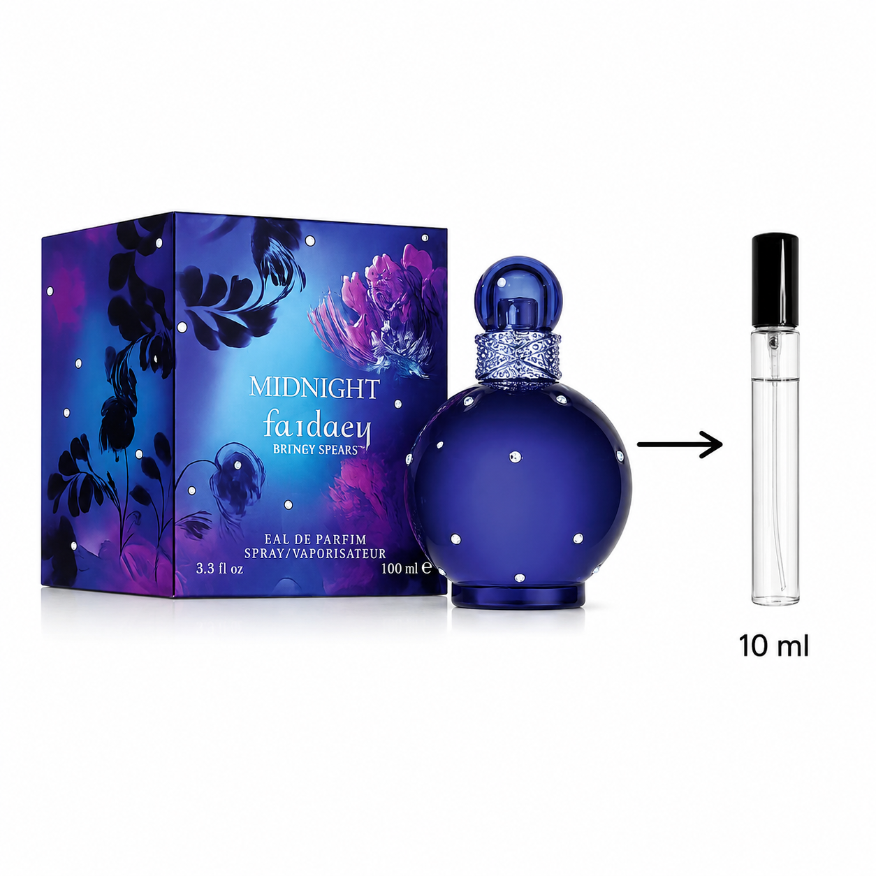 Britney Spears Midnight Fantasy Eau De Parfum For Women - 10 ML / 175 Sprays - Decanted From Original Bottle