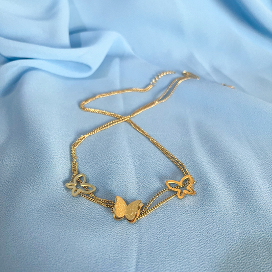 Classy Elegant Gold Butterflies Necklace