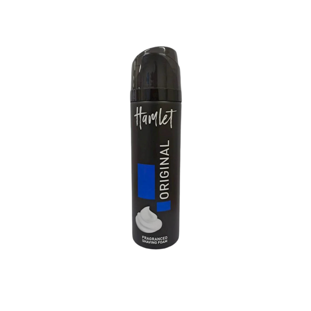 Hamlet Original fragranced shaving foam can on a white background