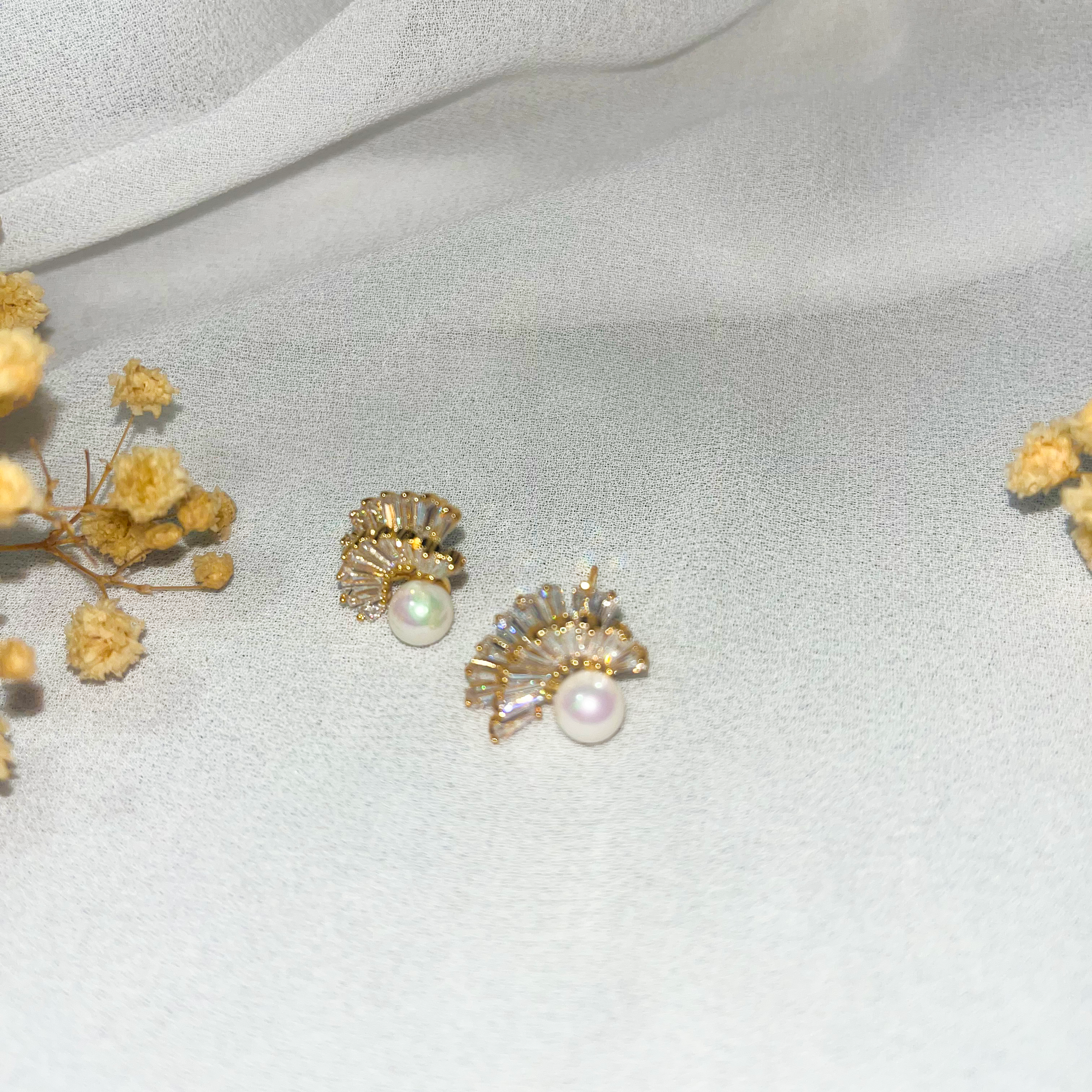 Elegant Tiny Pearl Gold Earrings