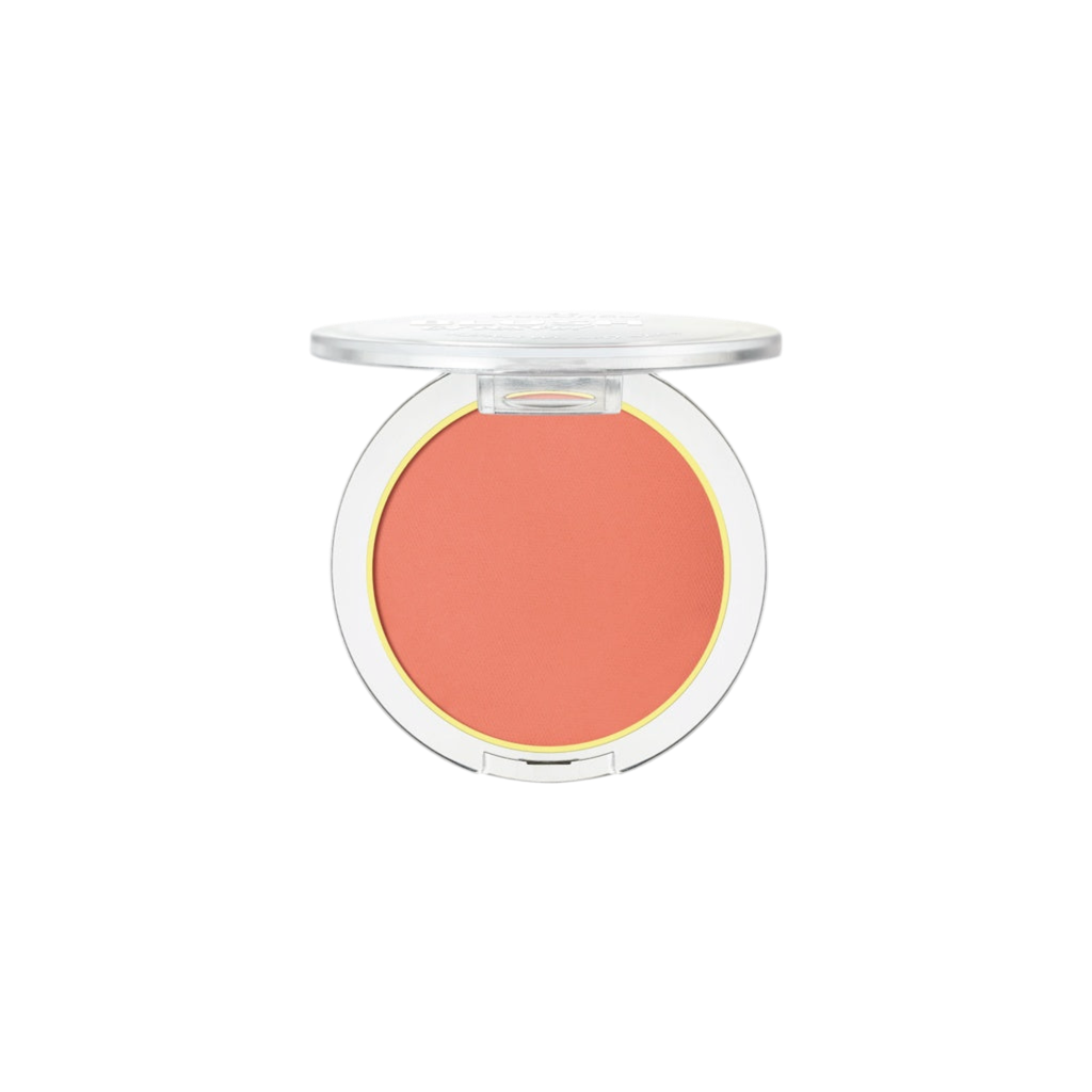 Compact blush in a clear case on a white background