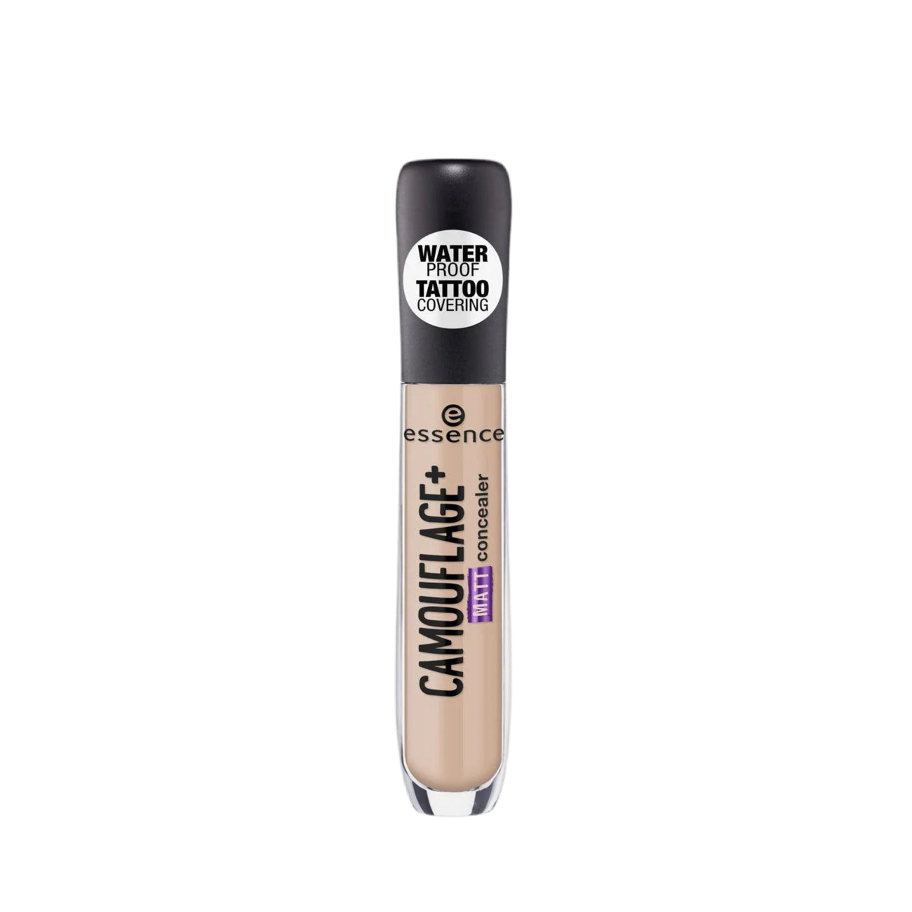 Essence Camouflage+ concealer bottle on a white background