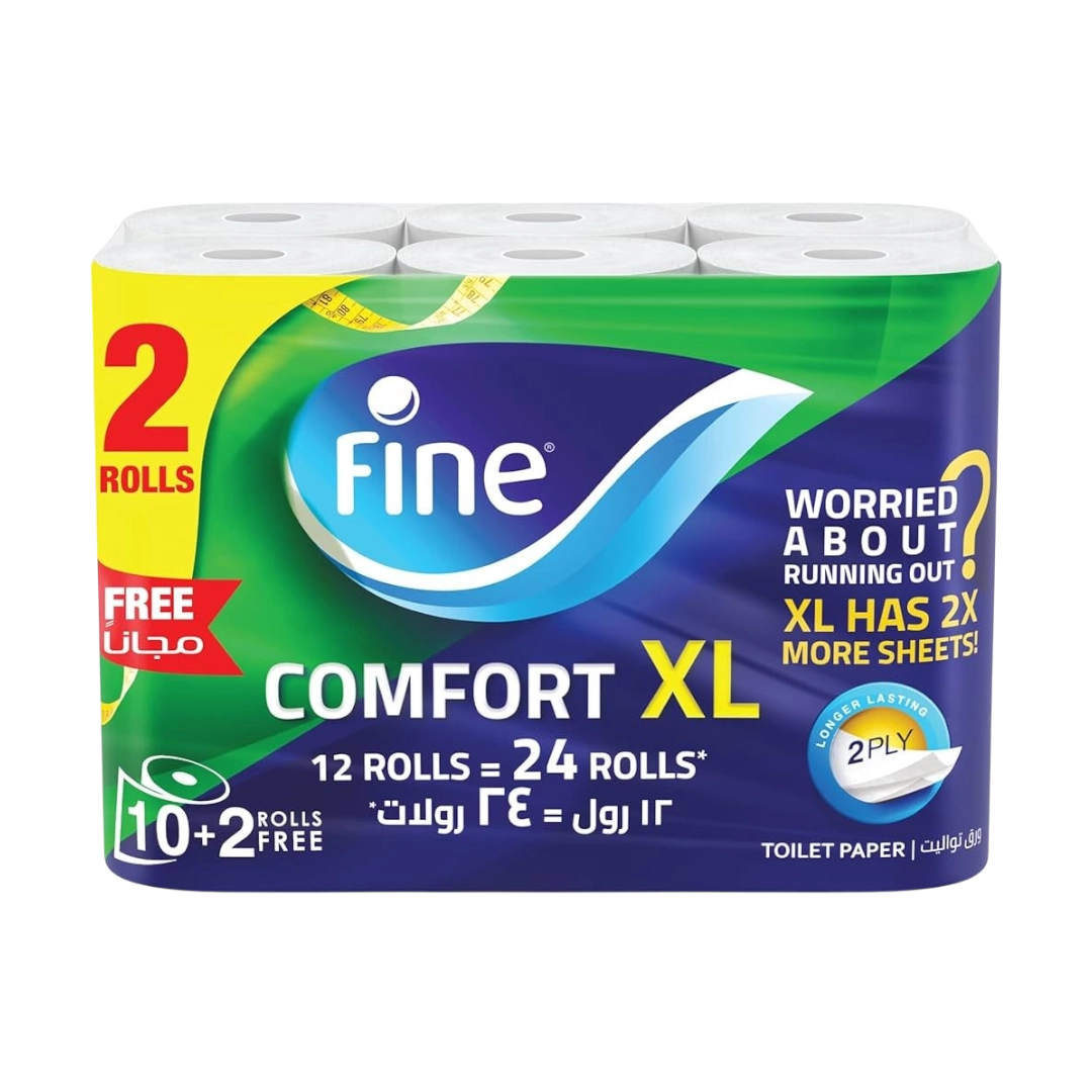 Fine Comfort XL Toilet Tissue Paper - 10+2 Free Rolls