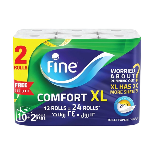 Fine Comfort XL Toilet Tissue Paper - 10+2 Free Rolls