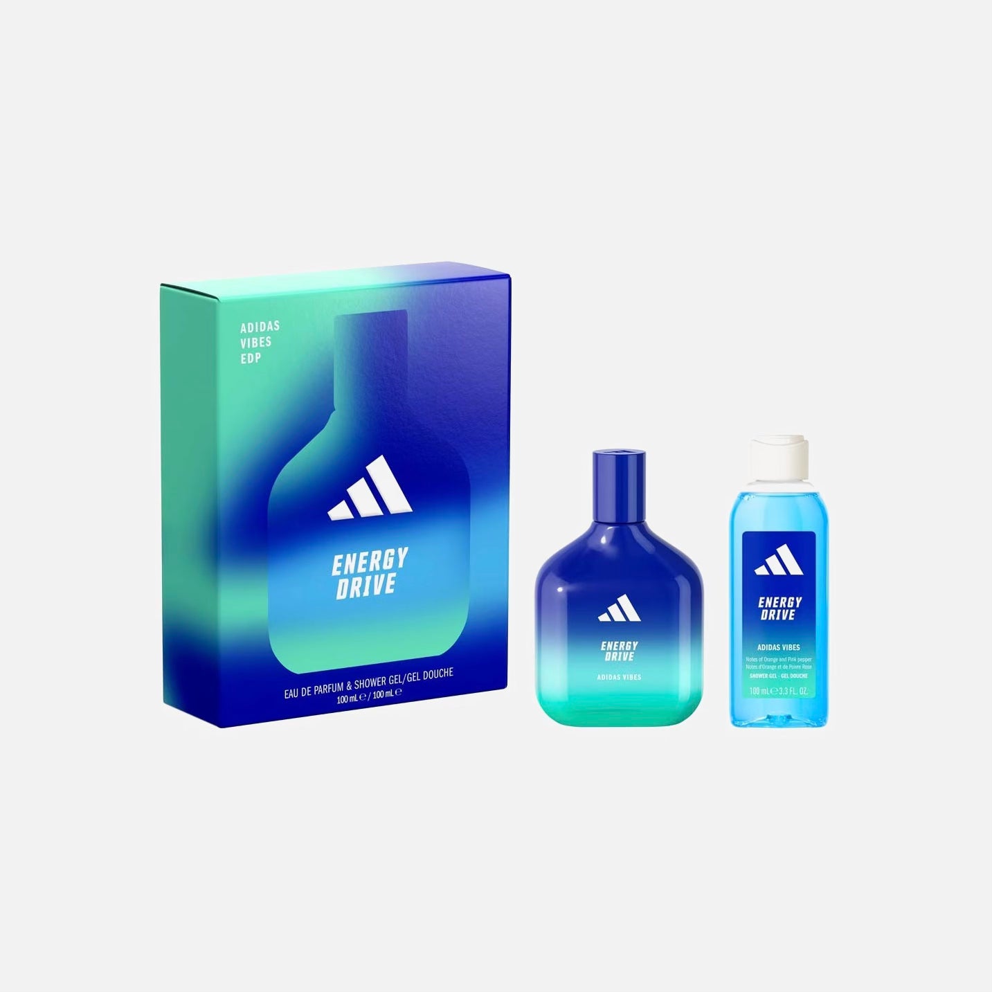 Adidas Vibes Energy Drive Eau De Parfum Gift Set For Men - 100 ML + Shower Gel 100 ML