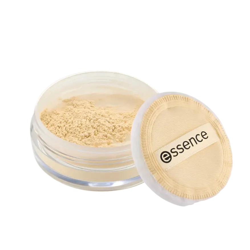 Essence Banana Loose Powder - Soft yellow shade, mattifying, fixing, with a sponge