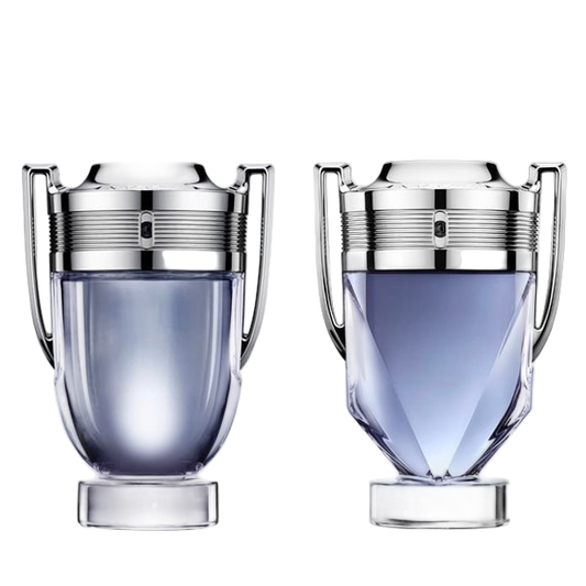 Two glass containers with silver lids on a white background