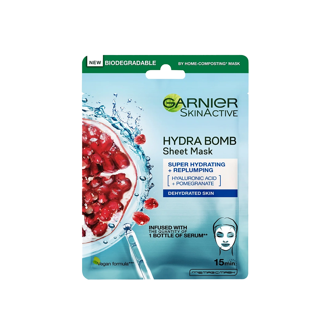Garnier Skin Active Hydra Bomb Pomegranate Face Mask for Very Dry Skin - 1 Sheet Mask Pack