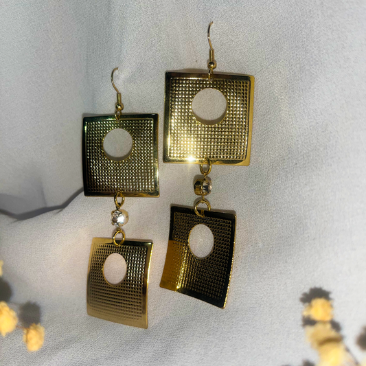 Gold Square Shaped Earrings