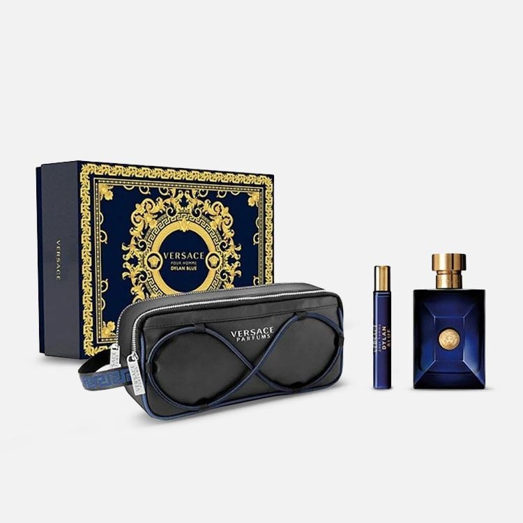 Versace Dylan Bleu Eau De Toilette For Men Gift Set - 100 ML + 10 ML + Pouch