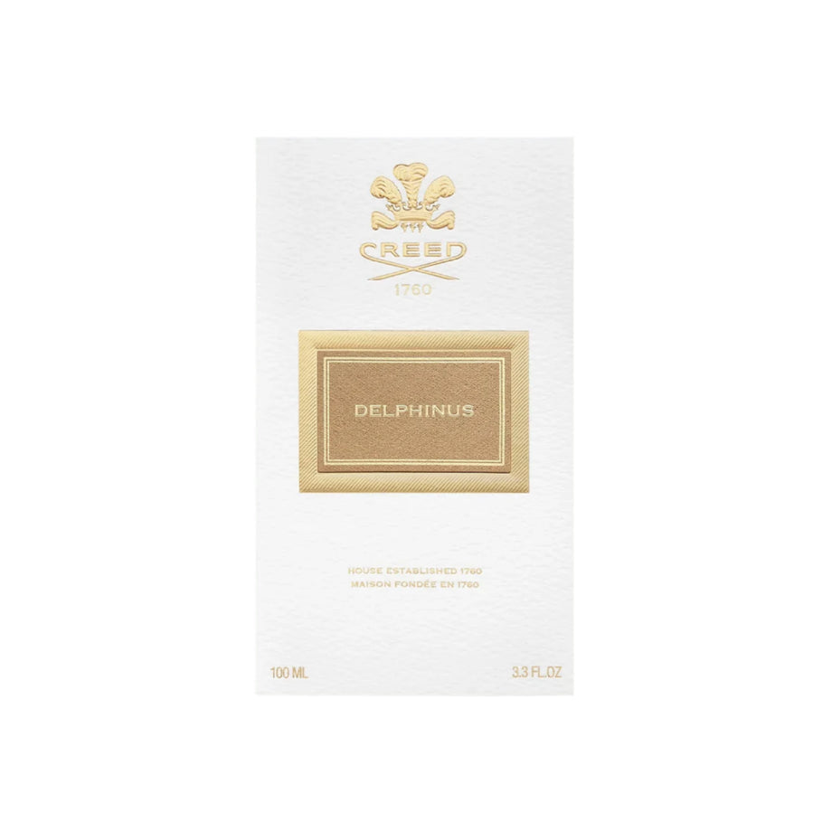 Creed Delphinus perfume packaging on a white background