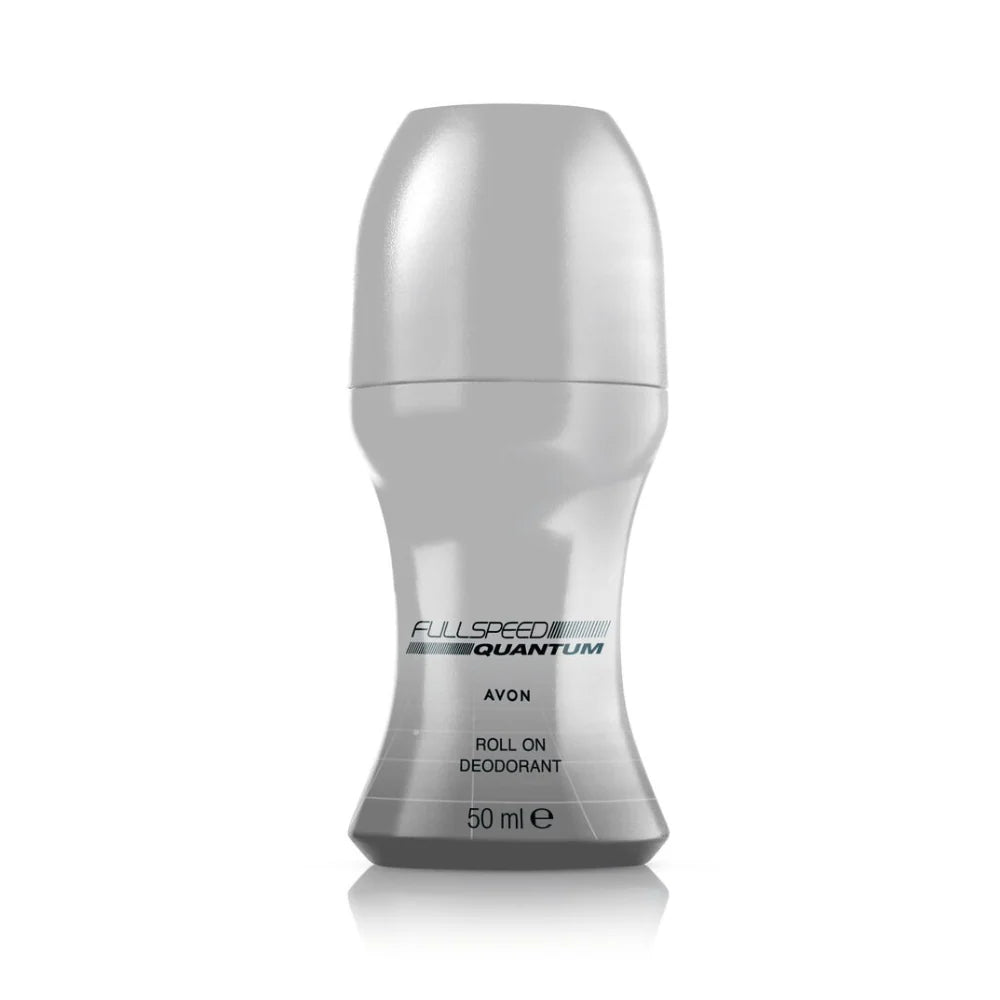 Roll-on deodorant bottle with 'Avon' branding on a white background