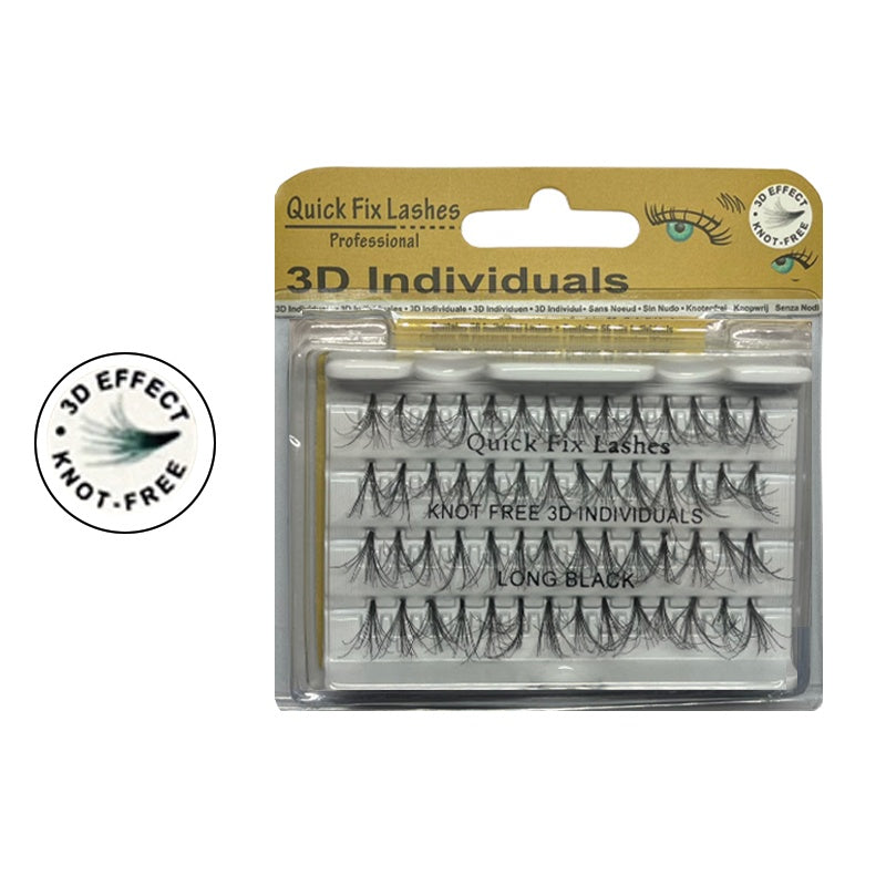 Packaged false eyelashes with '3D Individuals' label on a white background