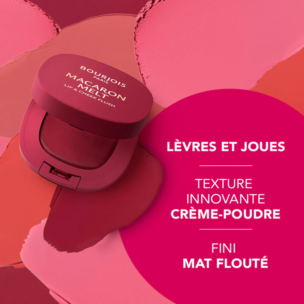 Bourjois Blush Macaron Melt Lip & Cheek Flush - 4 Shades Multi-Use Blush