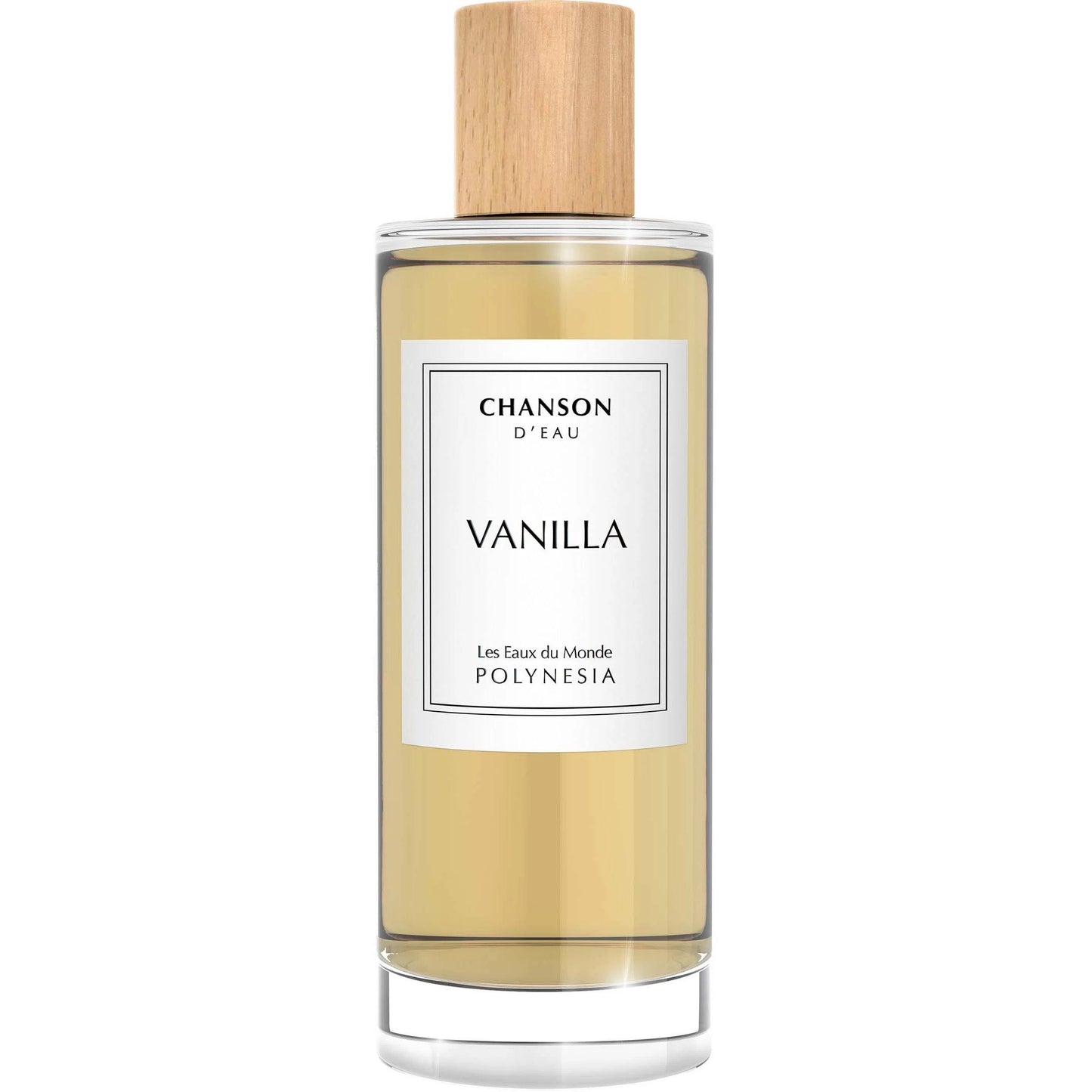 Perfume bottle labeled 'Vanilla' by Chanson d'Eau on a white background