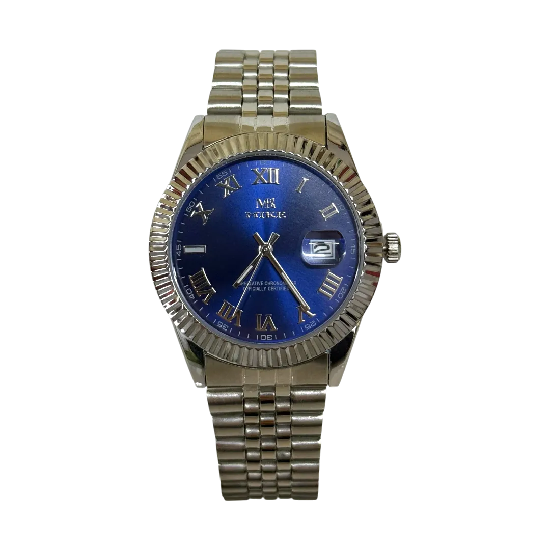 Mike Classy Watch For Men - Silver And Blue