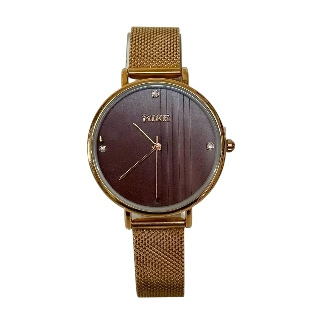 Mike Elegant Watch For Men - Gold And Brown