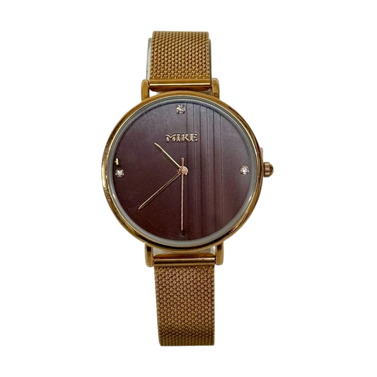 Mike Elegant Watch For Men - Gold And Brown