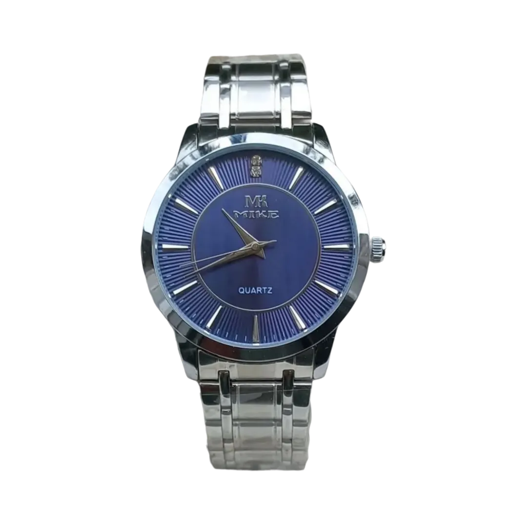 Mike Elegant Watch For Men - Silver And Navy