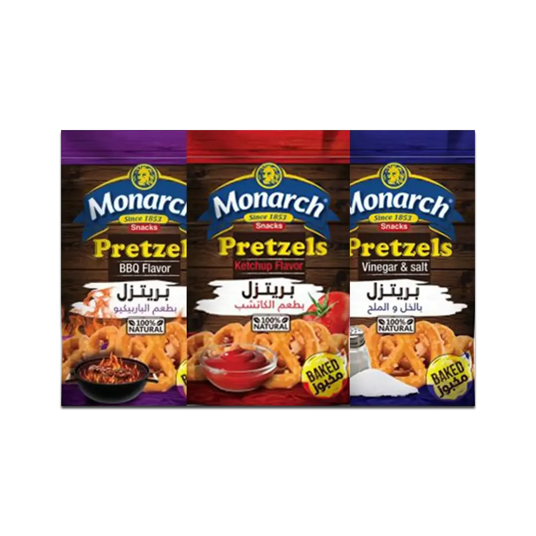 Monarch Pretzels Flavored Backed Crackers  Bundle - 3 Pcs