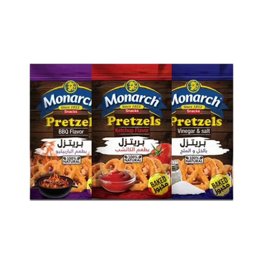 Monarch Pretzels Flavored Backed Crackers  Bundle - 3 Pcs