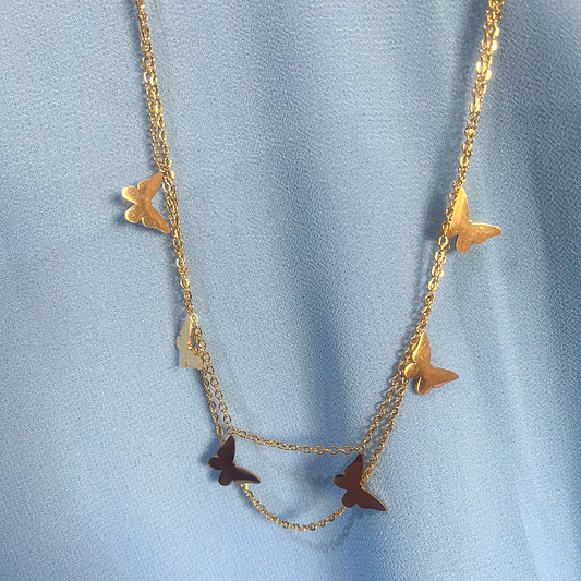 Stylish Gold Butterflies Necklace