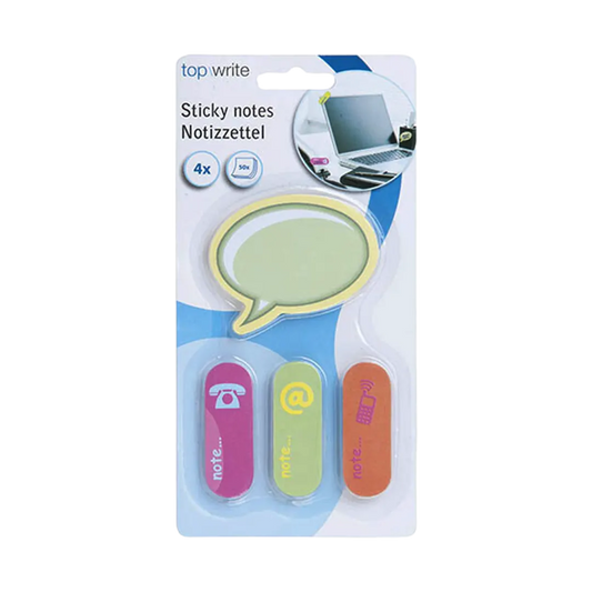 NEW Top Write Self Adhesive Sticky Notes - 4Pcs