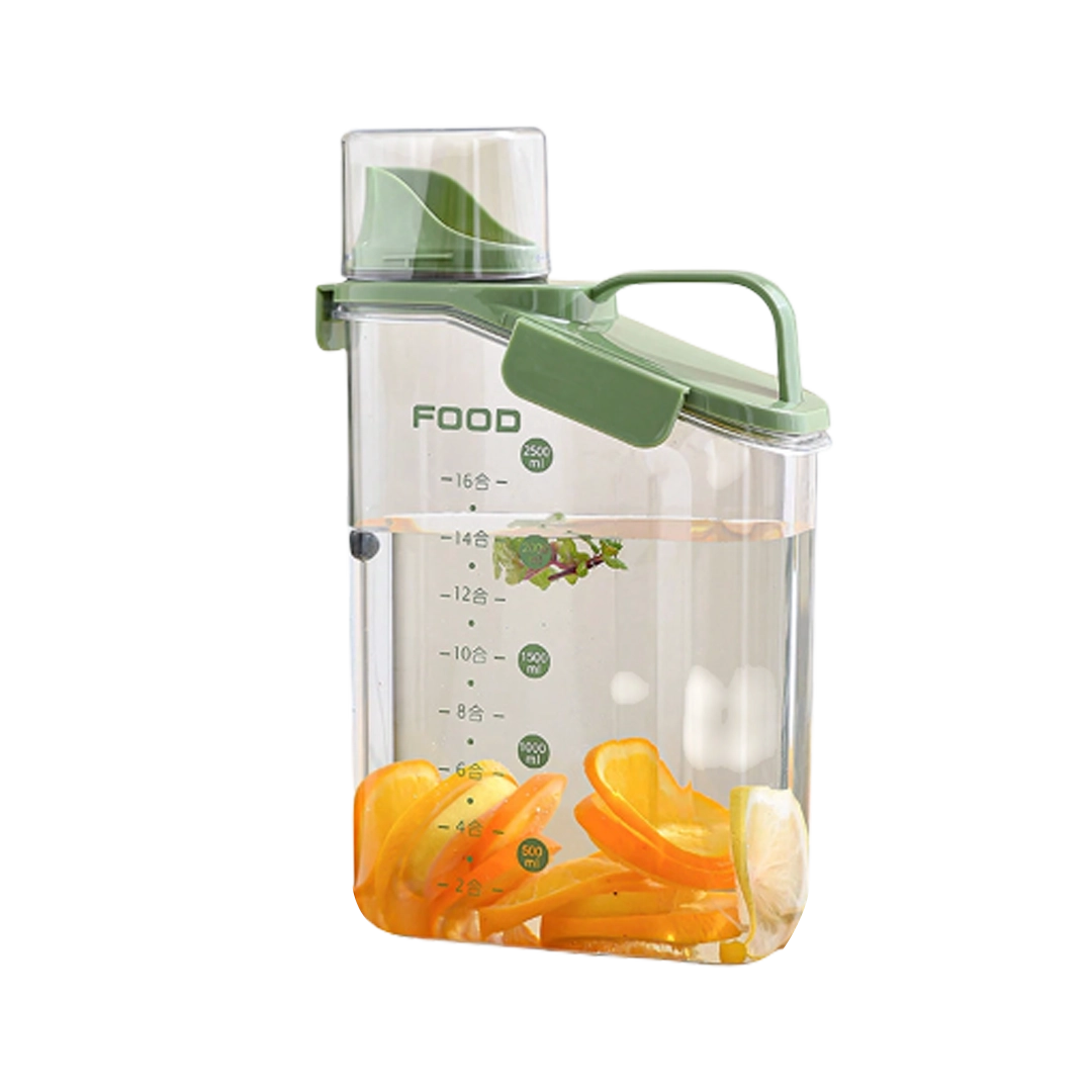 Transparent Food Storage Jar With Measuring Cup - White