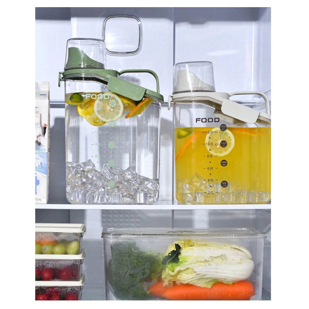 Transparent Food Storage Jar With Measuring Cup - White
