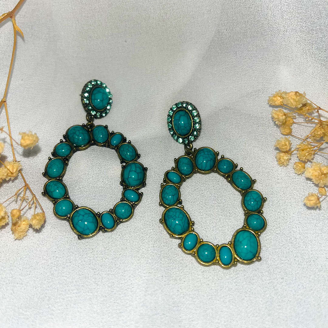 Vintage Gold And Green Earrings