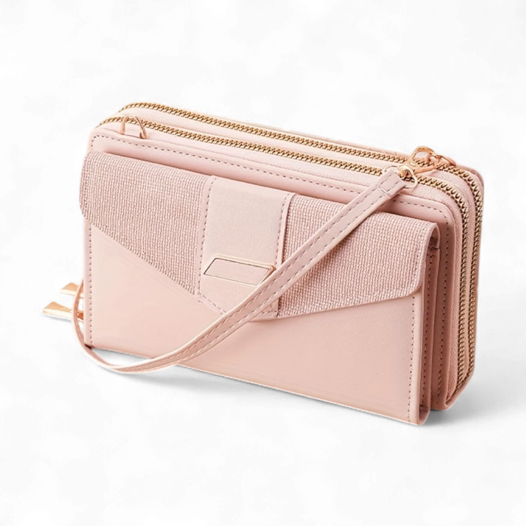 Double-Zip Women’s Wallet And Mini Bag - Detachable Shoulder Strap