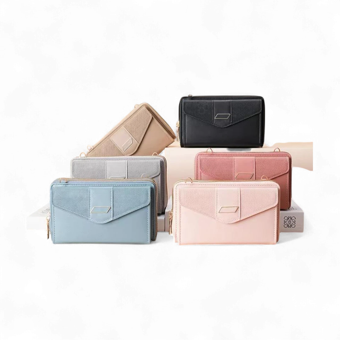 Double-Zip Women’s Wallet And Mini Bag - Detachable Shoulder Strap