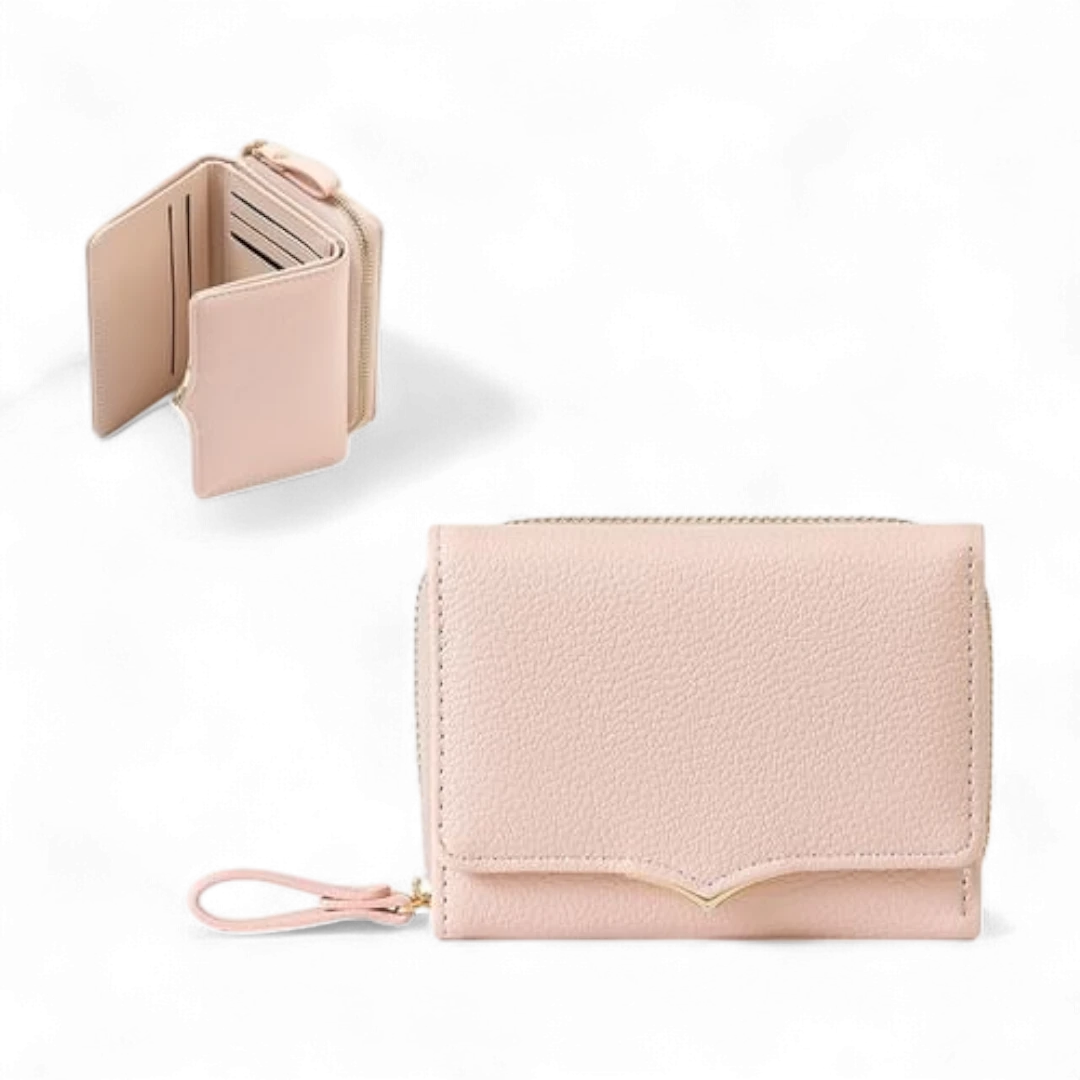Trifold Compact Women’s Wallet – Card Holder, Multifunctional with Zipper Coin Pocket