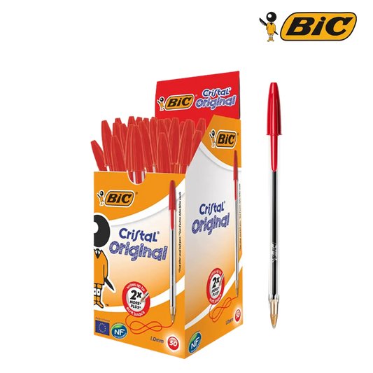Bic Cristal Original Ball Point Pen Box Of 50 - Red