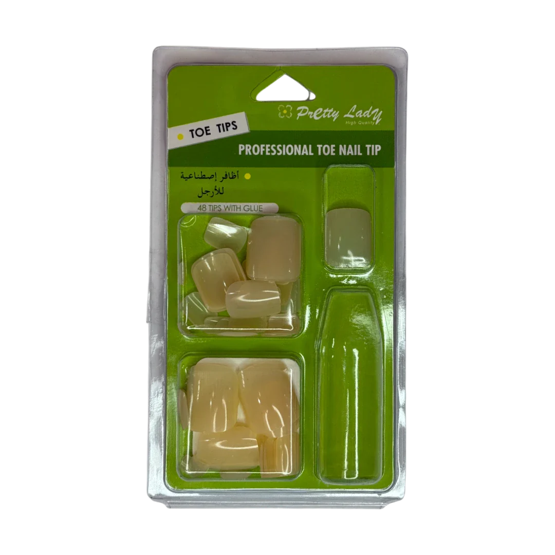 Toe Nail Tips with Glue – 48 Pcs – Pretty Lady
