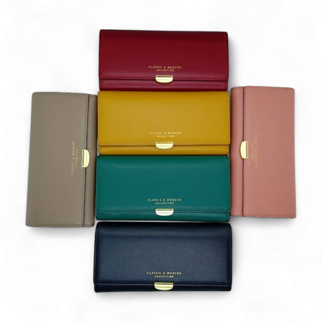 Women’s Everyday Essentials Wallet - Synthetic Leather, Multi-Card, Large, Long