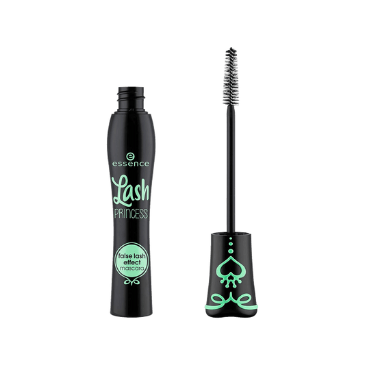 A tube of Essence Lash Princess False Lash Effect Mascara in black color with a conic shape fiber brush, designed to provide dramatic volume and length for lashes. Buy Online in Lebanon at Menkelchi