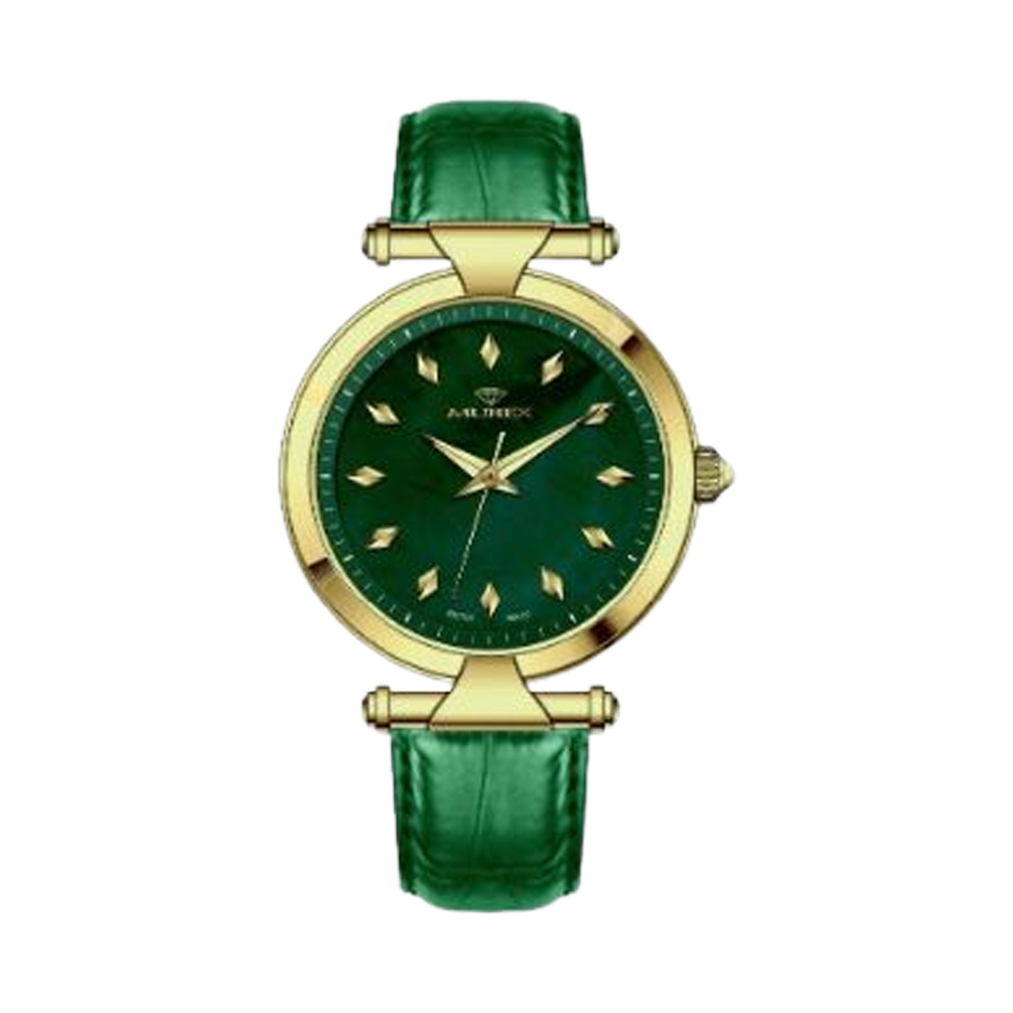 Murex Swiss Made Stainless Steel Green Leather Round Watch For Women