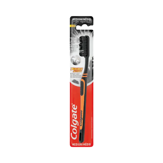 Colgate Double Action Charcoal Infused Bristles Medium Toothbrush - Orange