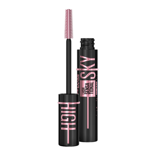 Maybelline Lash Sensational Sky High Cosmic Black Mascara with a Flex Tower brush, promises limitless length and volume with a space black intensity. Buy Online in Lebanon at Menkelchi