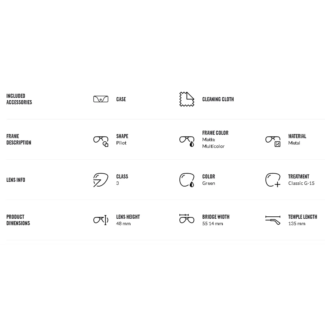 Ray-Ban Aviator RB3025JM 171/3N 55mm - G15 Black