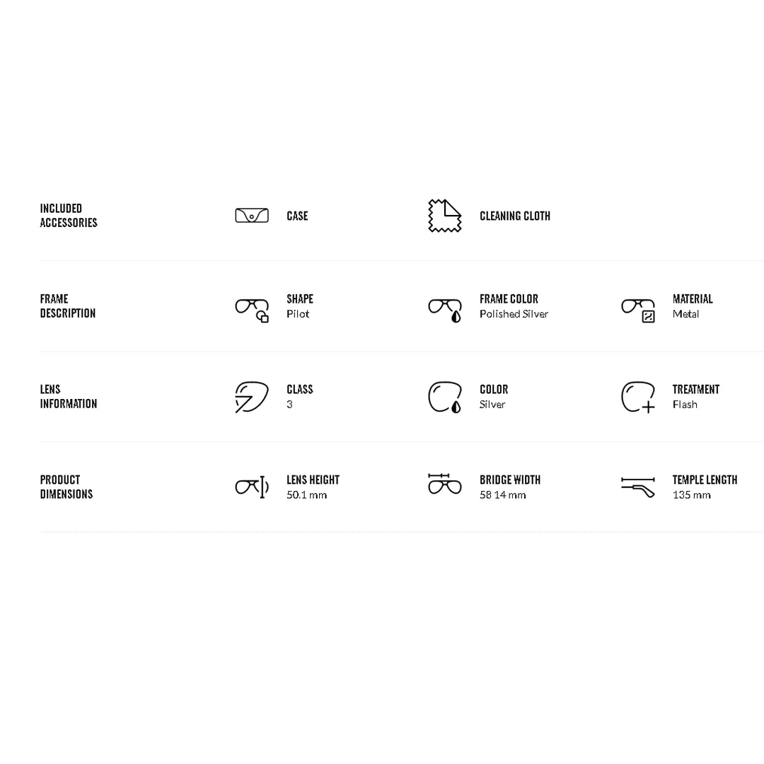 Ray-Ban Aviator RB3025 019/05 58mm Polarized - Silver