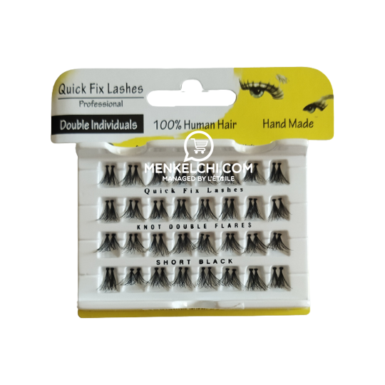 Quick Fix Eye Lashes Individuals Knot Double Flares - Short Black