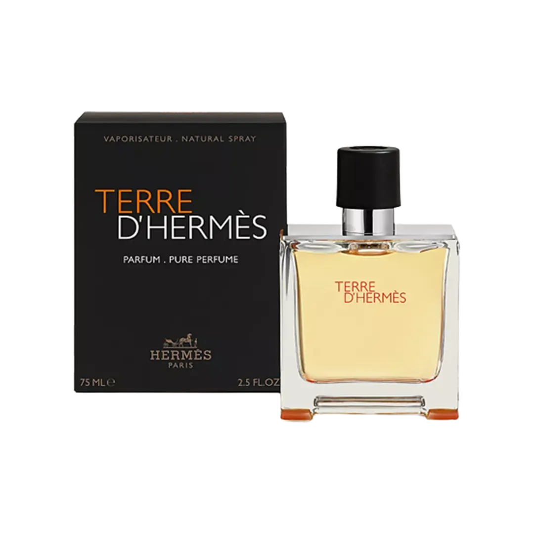 A bottle of Terre d'Hermès Parfum Pure Perfume for Men