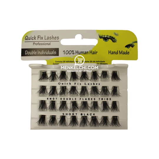 Quick Fix Eye Lashes Individuals Knot Double Flares Trios - Short Black