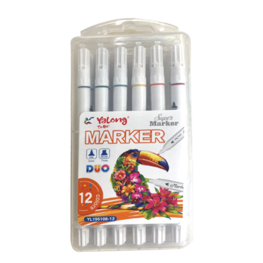 Yalong Dual Tip Colored Marker - 12 Colors