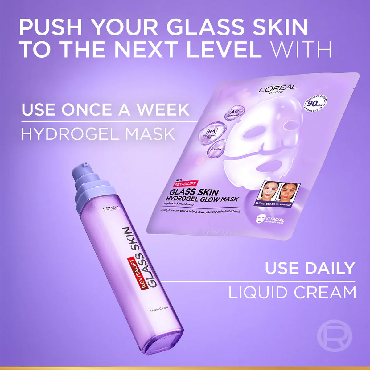 L'oréal Revitalift Glass Skin Hydrogel Glow Mask, Transform Your Skin For A Dewy, Plumped & Glass Skin In Only 90 Minutes